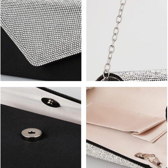 Rhinestone Clutch Purse Velvet Small Evening Bag Wedding Party Gift - Picture 5 of 5
